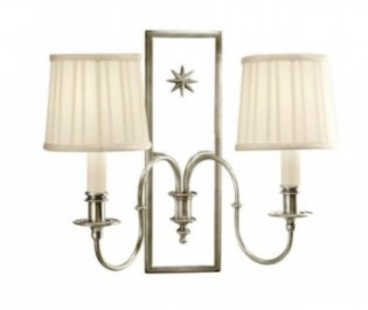 Brockley Mirrored Double Wall Sconce with Silk Shades