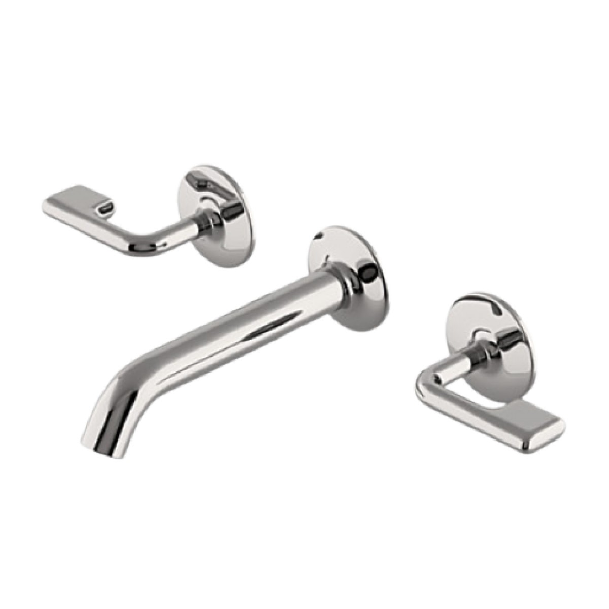 .25 Low Profile Three Hole Wall Mounted Lavatory Faucet with Metal Lever Handles