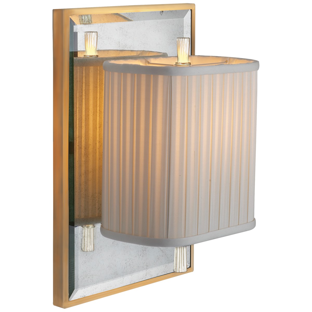 Sunset Plaza Sconce with Antique Mirror and Ivory Silk Pleated Shade | Highlight image