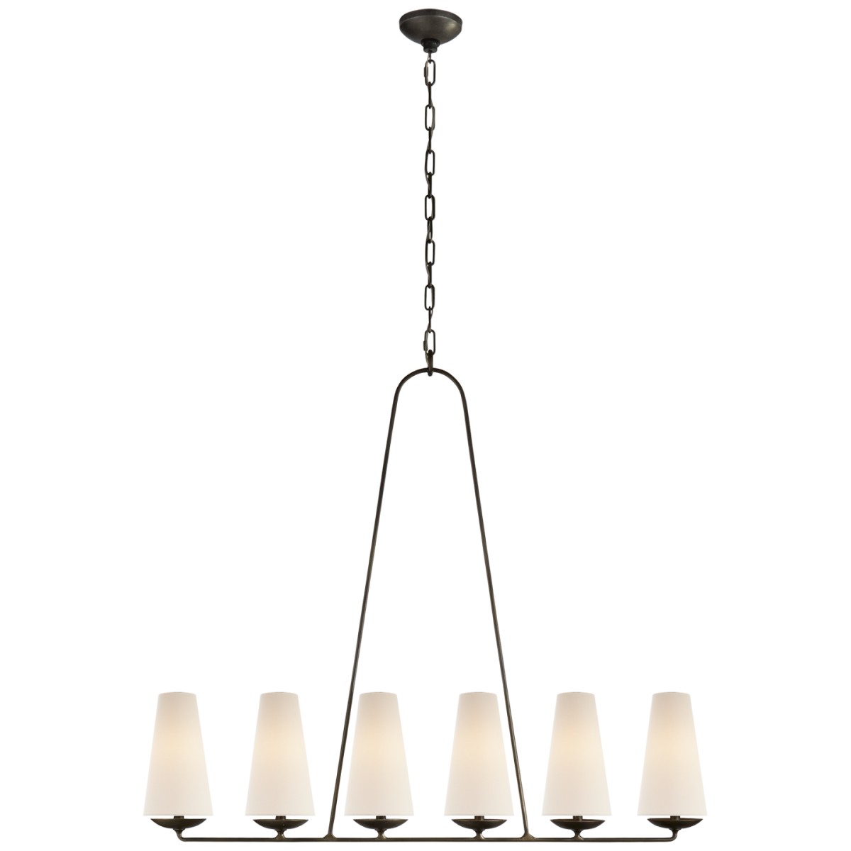 Fontaine Linear Chandelier with Linen Shades