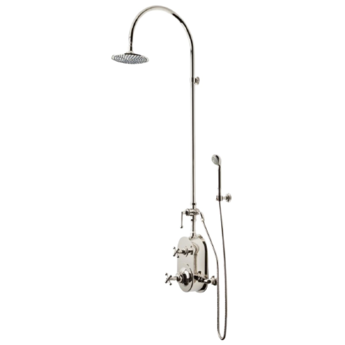 Dash Exposed Thermostatic Shower System with 8" Shower Head, Handshower, Metal Lever Diverter Handle and Metal Cross Handles | Highlight image