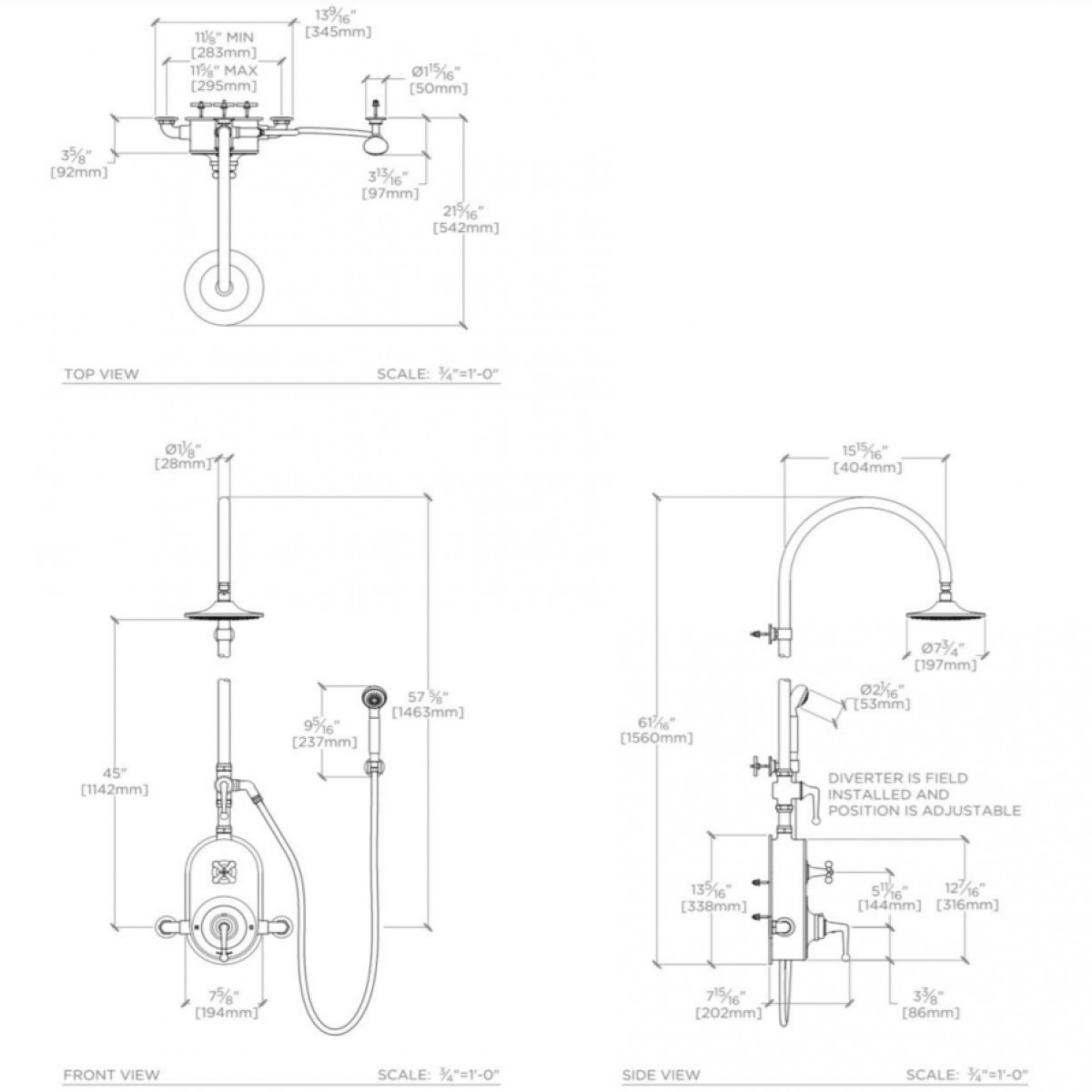 Dash Exposed Thermostatic Shower System with 8 Shower Head, Handshower,  Metal Lever Diverter Handle, Metal Lever and Cross Handle