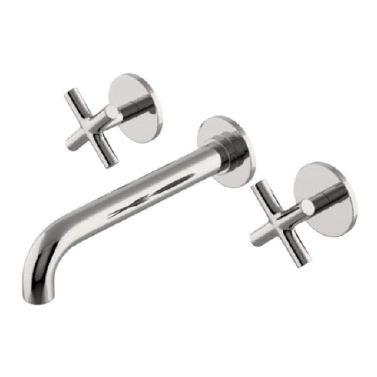 Flyte Low Profile Three Hole Wall Mounted Lavatory Faucet with Metal Cross Handles and Valve