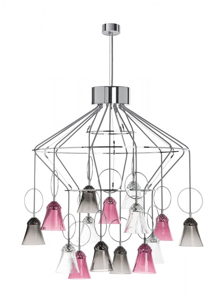 Apollo 15-Light  Chandelier - Clear, Amethyst and Flannel-Grey