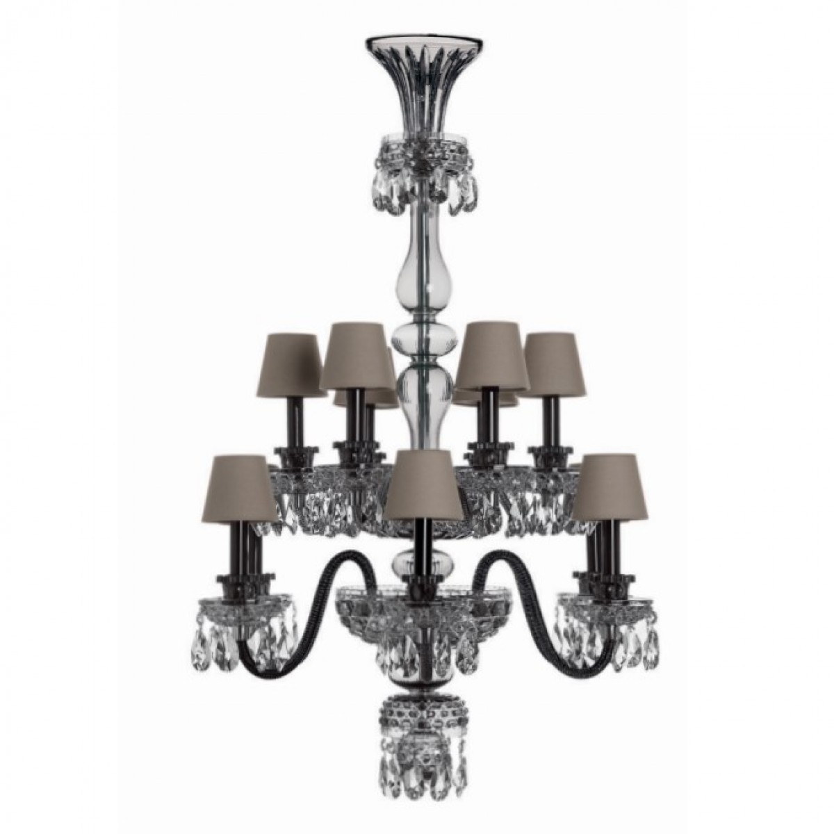 Royal - Grand Siecle 12-Light Chandelier - Flannel Grey with Flannel Grey Shade