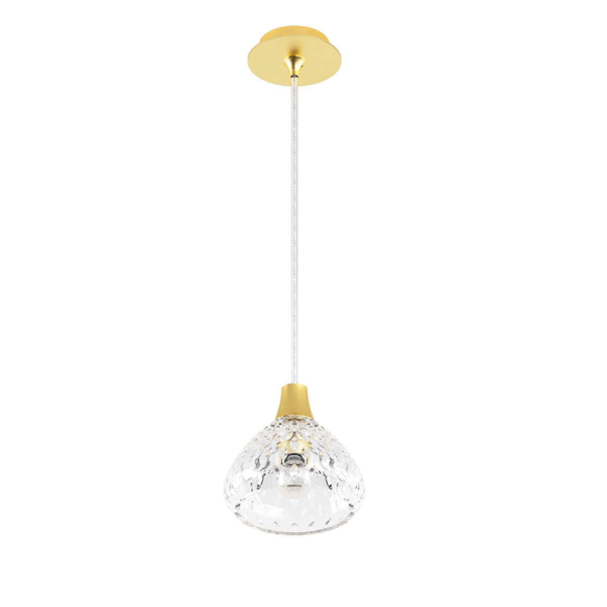 Folia Pendant Light - Clear Crystal, Brushed Brass