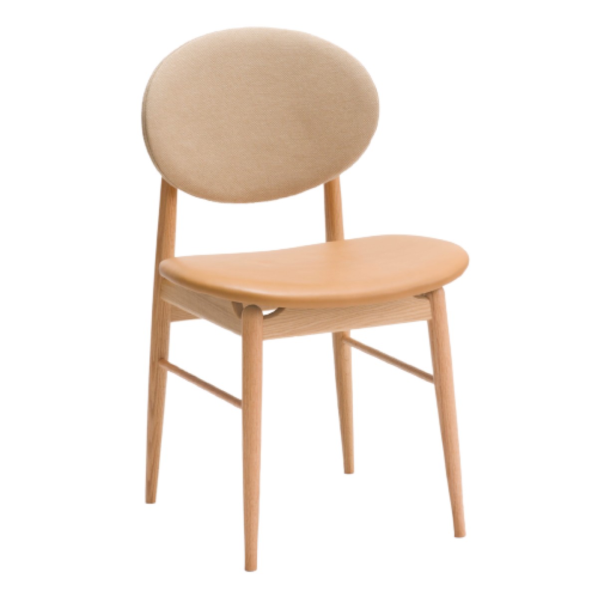 Outline Chair with Leather Seat and Fabric Backrest