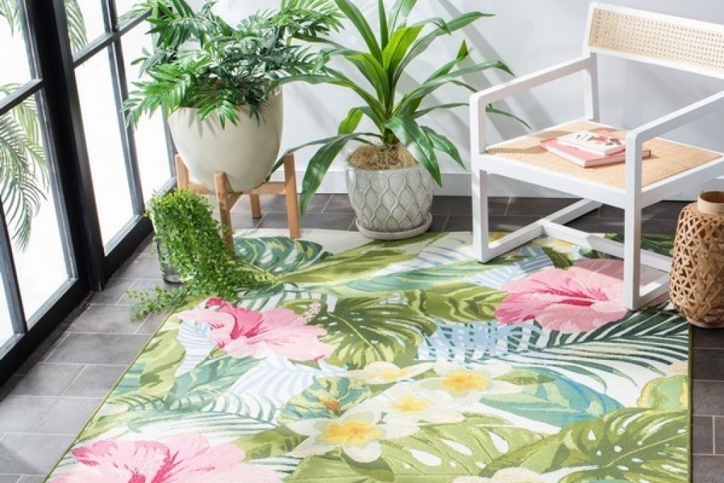 Barbados Rug - BAR516X Green / Pink | Highlight image 1