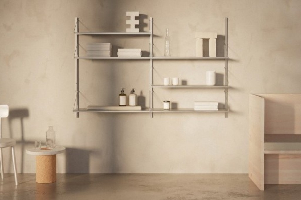 Shelf Library Stainless Steel H1084 - Double Section | Highlight image 1