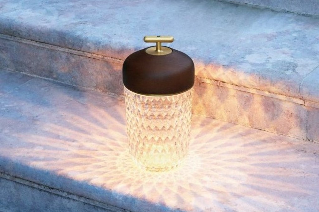 Folia Dark Wood Portable Lamp - Clear Crystal | Highlight image 1