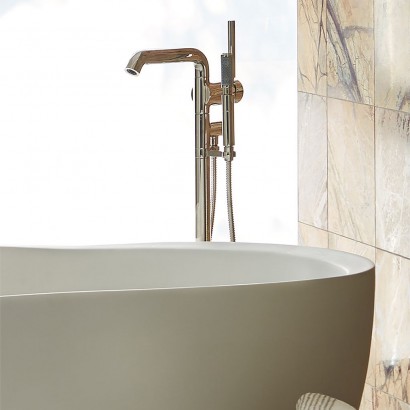 .25 Floor Mounted Exposed Tub Filler With Handshower and Joystick Handle | Highlight image 2