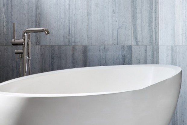 .25 Floor Mounted Exposed Tub Filler With Handshower and Joystick Handle | Highlight image 3