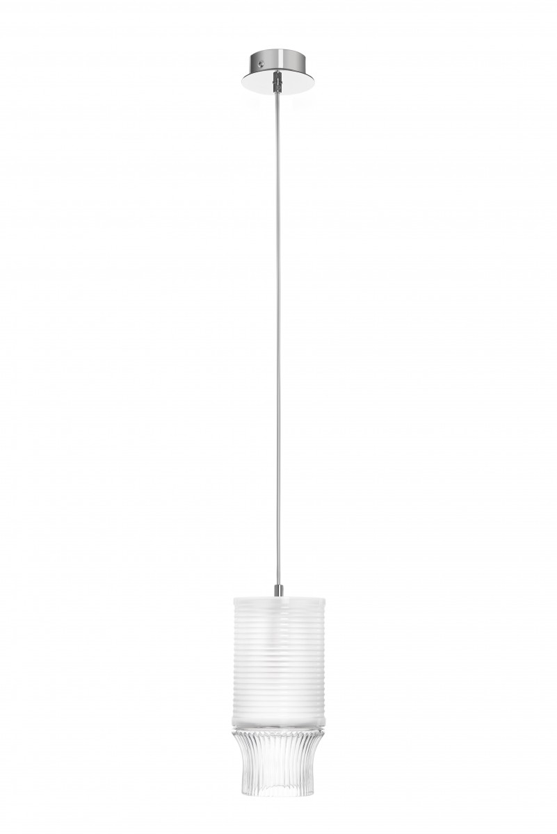 Cadence Small Pendant Light, Crystal Lampshade - Chrome-plated