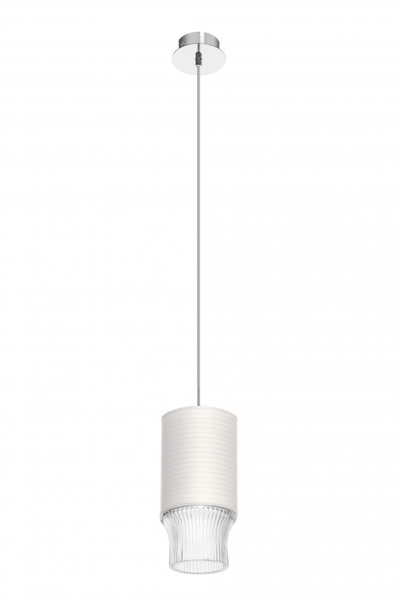 Cadence Small Pendant Light, Paper Lampshade - Chrome-plated