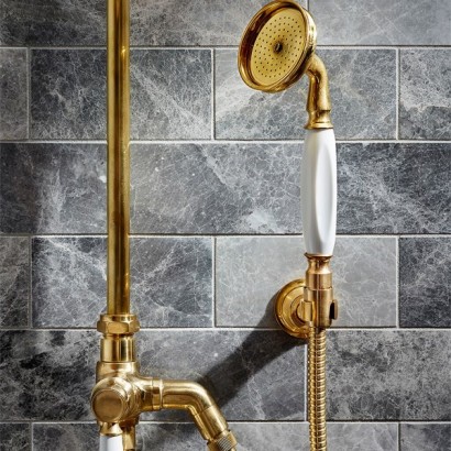 Highgate Handshower On Hook with White Handle | Highlight image 2