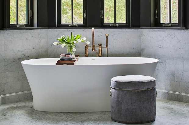 Henry Exposed Floor Mounted Tub Filler with Handshower and Metal Cross Handles | Highlight image 3