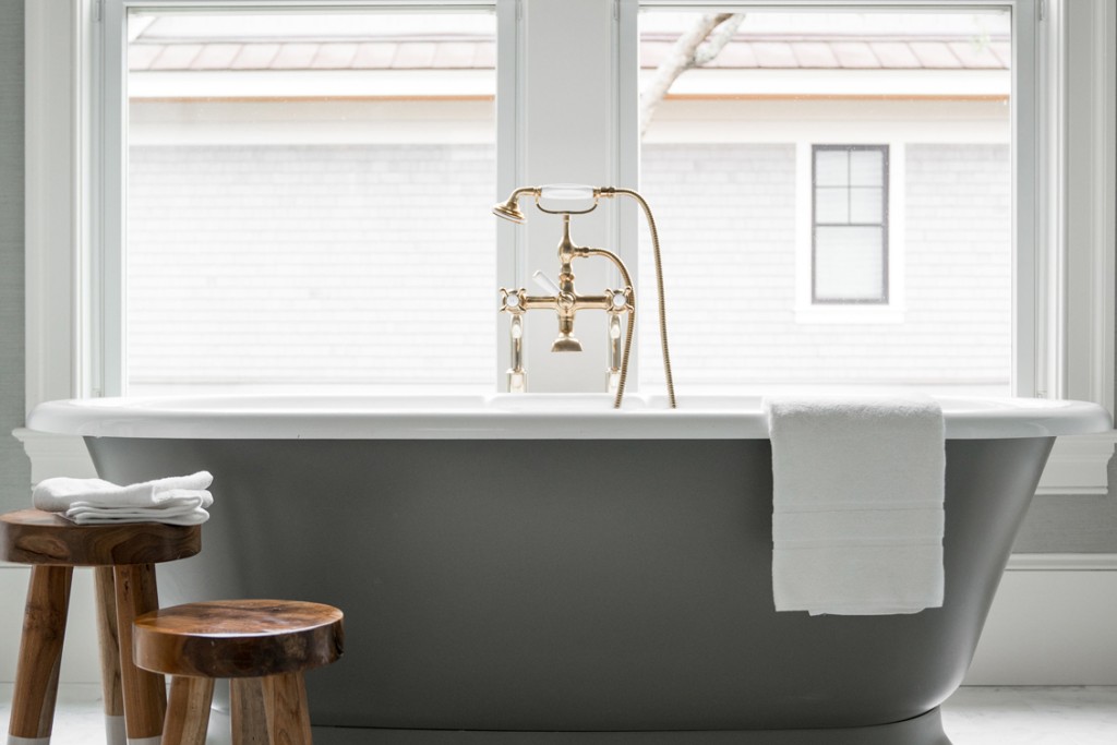 Highgate Deck Mounted Exposed Tub Filler with Handshower and Metal Cross Handles | Highlight image 1