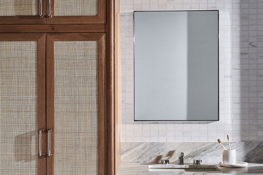 Opus Metal Rectangular Wall Mounted Stationary Mirror 25" x 32 1/2" x 1 1/2" | Highlight image 1