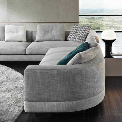 Alexander Sectional Sofa: Alexander Drop Chaise-Longue Ray - Mix (SX), Alexander Element with 1 Armrest LOW (DX), Alexander Drop Open-End Element with Armrest LOW (DX) and 2 Alexander Optional Backrest Cushions 50x50 cm | Highlight image 2