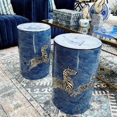 Zebra Blue Cylinder Stool | Highlight image 2