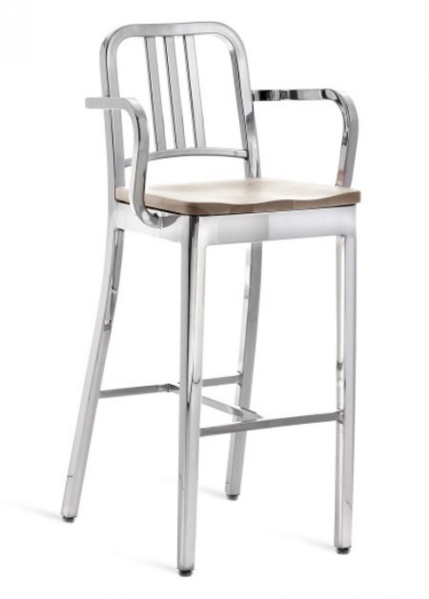 1104 Navy Library Barstool With Arms