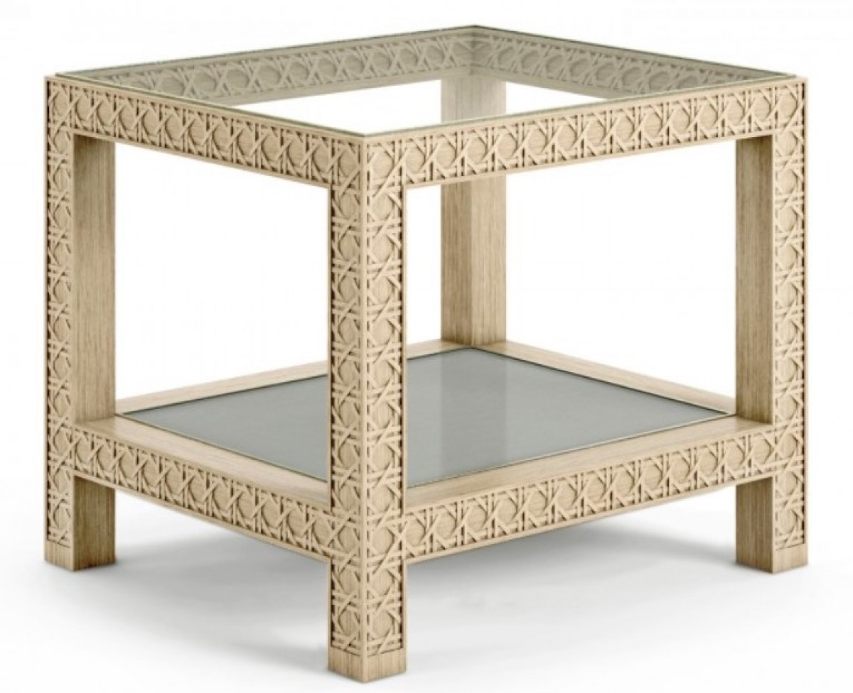 Cnoidal Cane Carved End Table