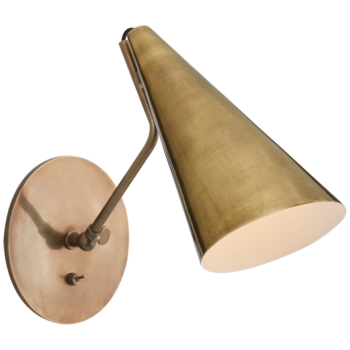 Clemente Wall Light in Hand-Rubbed Antique Brass, Visual Comfort