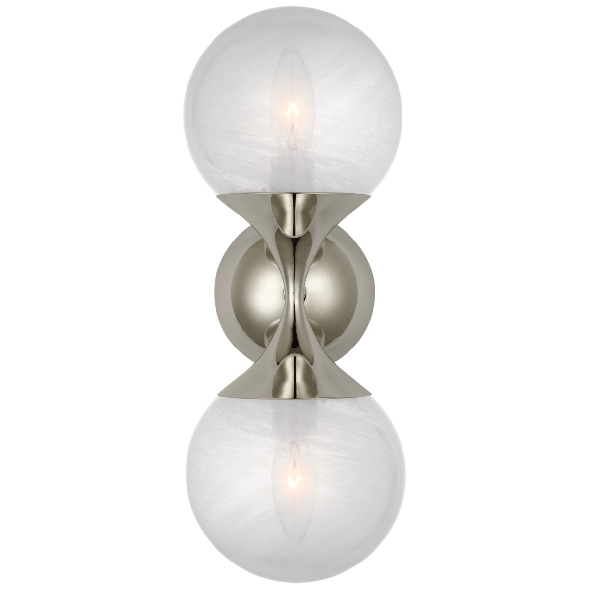 Cristol Small Double Sconce with White Glass