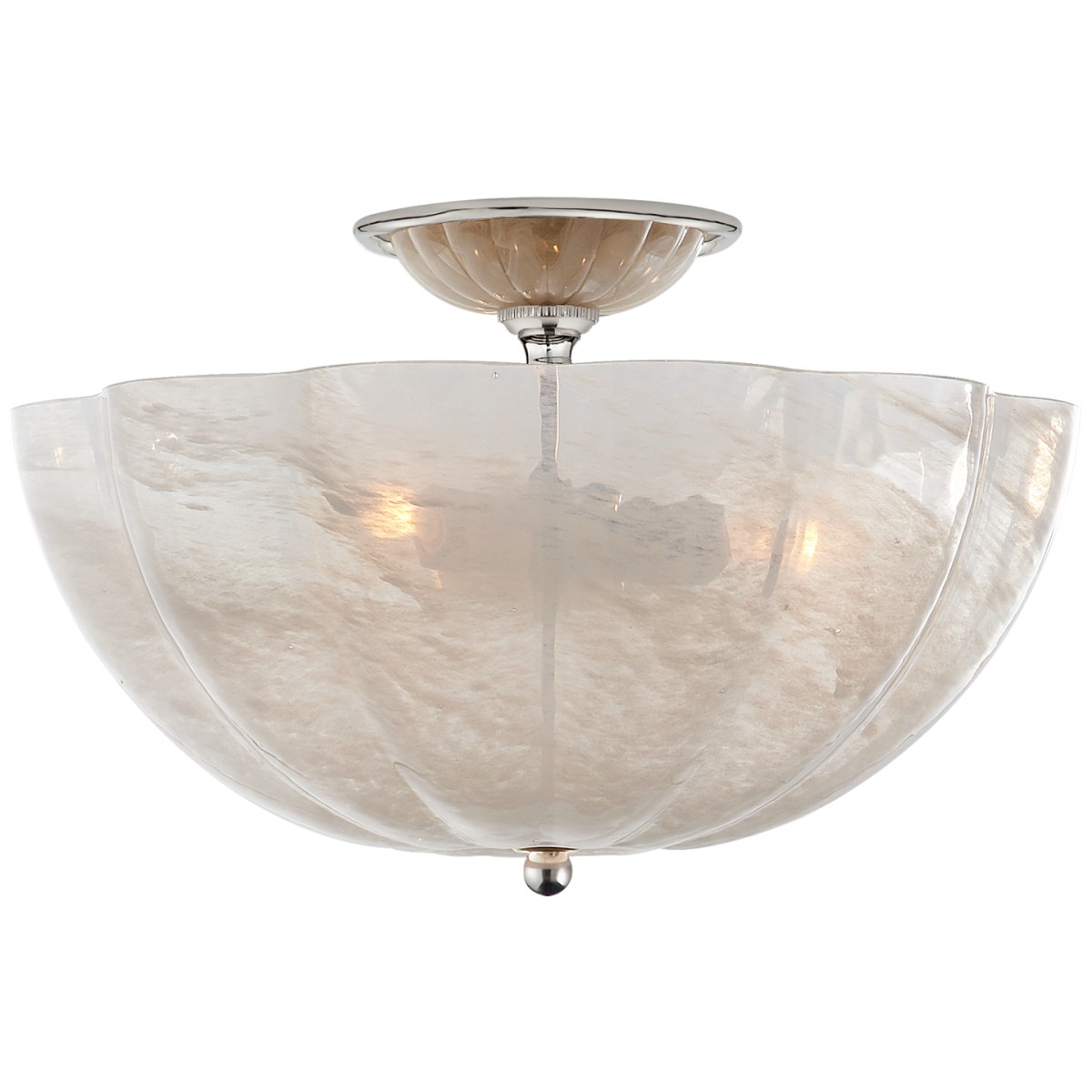 Rosehill Semi-Flush with White Strie Glass Shade