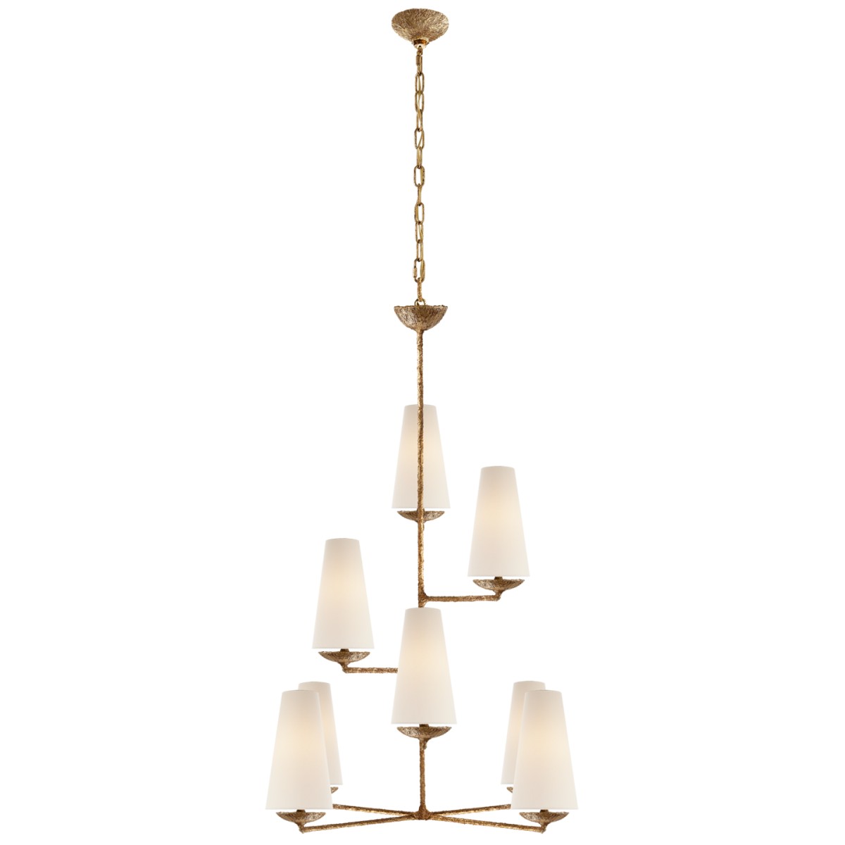 Fontaine Vertical Chandelier with Linen Shades