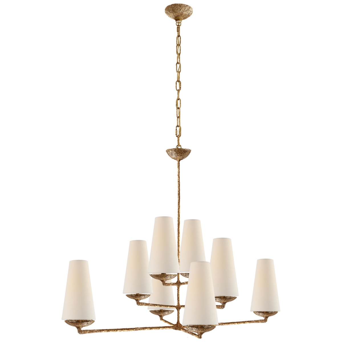 Fontaine Large Offset Chandelier with Linen Shades