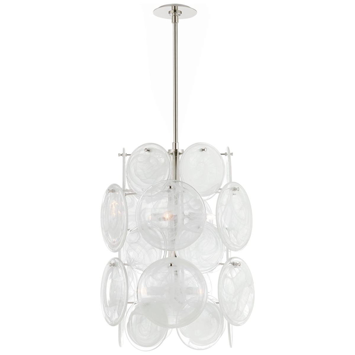 Loire Medium Barrel Chandelier with White Strie Glass | Highlight image