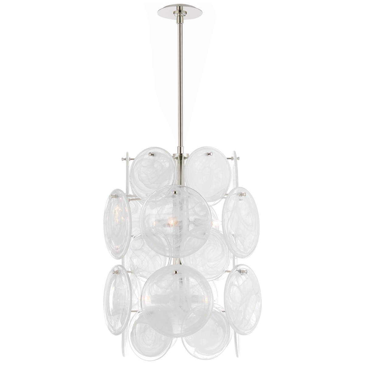 Loire Medium Barrel Chandelier with White Strie Glass