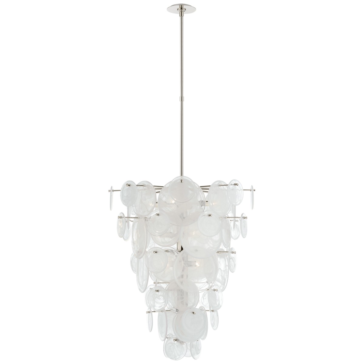 Loire Cascading Chandelier with White Strie Glass | Highlight image