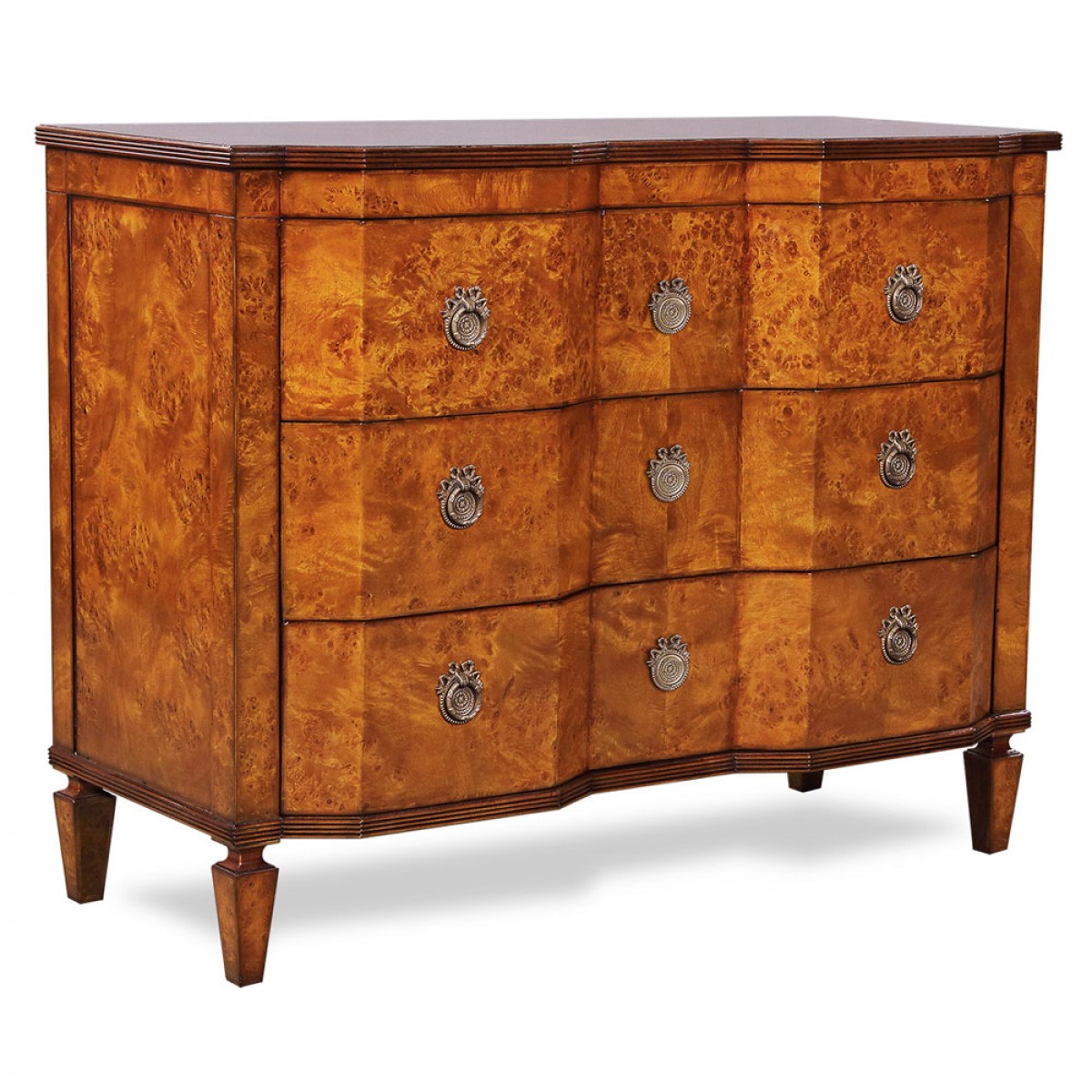 Commode Three Drawer Burl