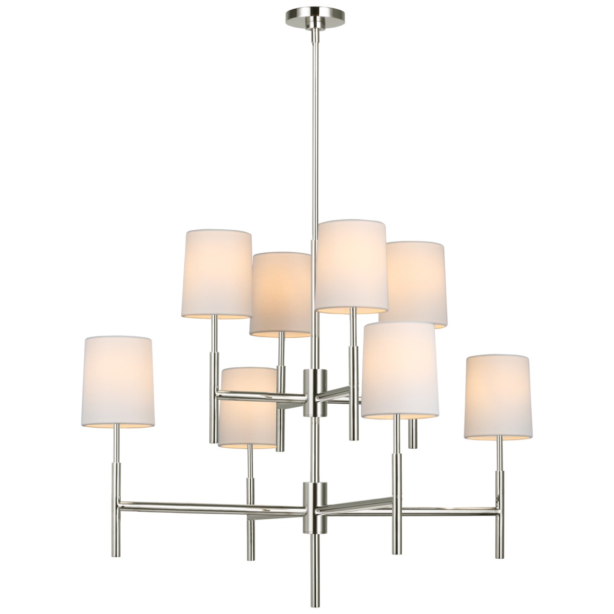 Clarion Large Two Tier Chandelier with Linen Shades | Highlight image