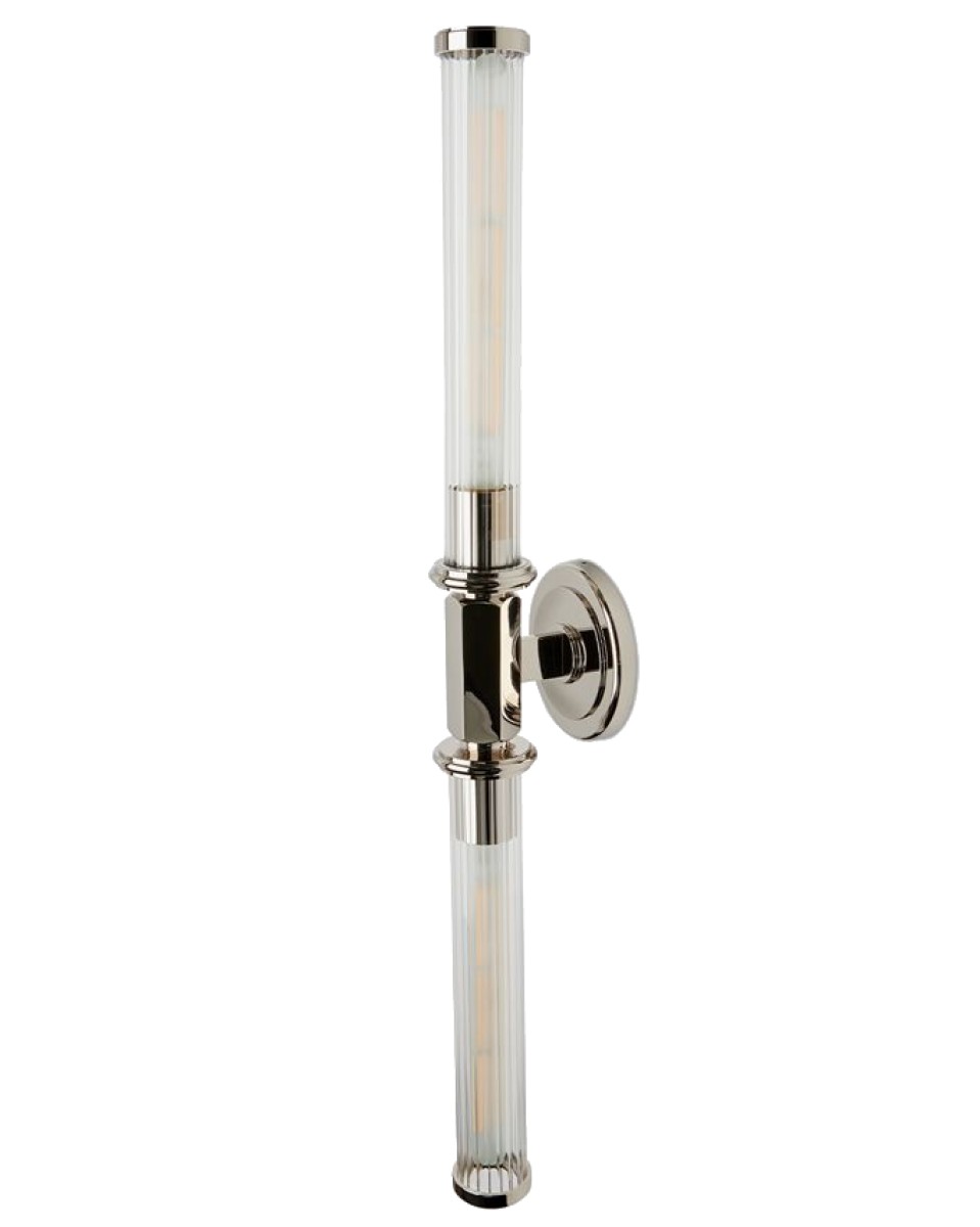 Regulator Wall Mounted Double Sconce with Fluted Glass Shades