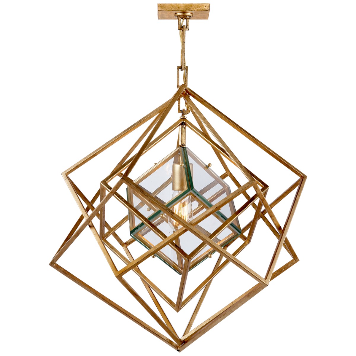 Cubist Small Chandelier with Clear Glass