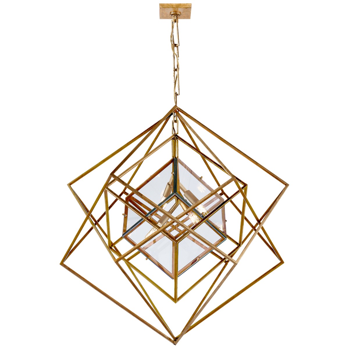 Cubist Medium Chandelier with Clear Glass