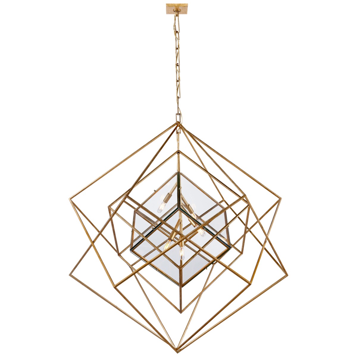 Cubist Large Chandelier with Clear Glass