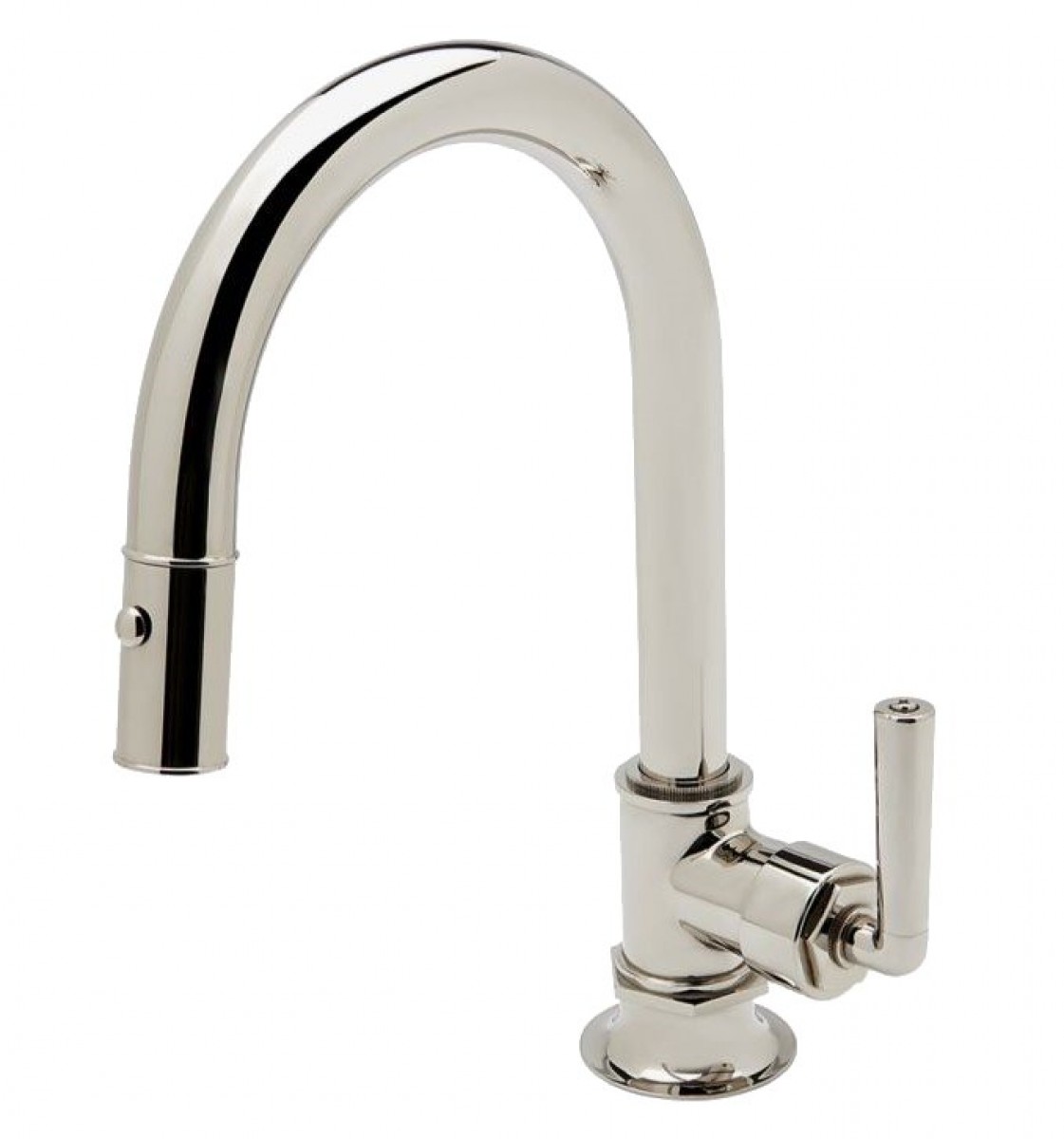 Henry Mid-Size One Hole Gooseneck Integrated Pull Spray Kitchen Faucet with Lever Handle