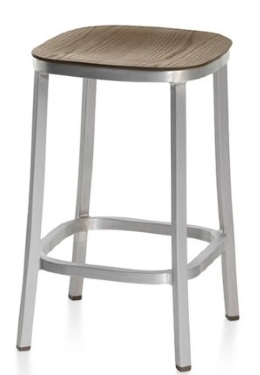 1 Inch  Counter Stool, Wood Seat