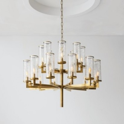 Liaison Double Tier Chandelier with Crackle Glass Shade | Highlight image 2