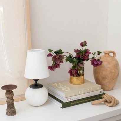 Tiny Terri Round Accent Lamp with Linen Shade | Highlight image 2