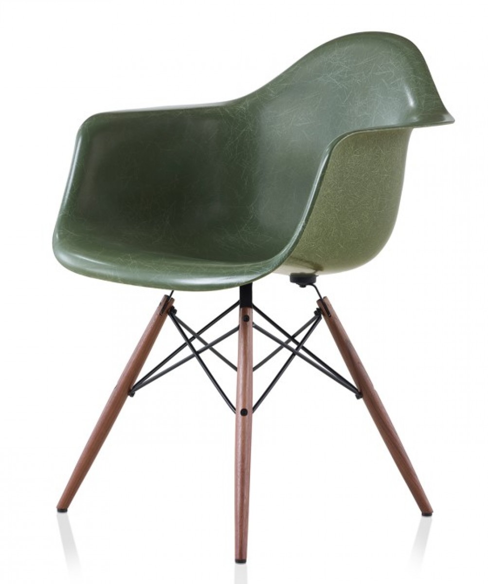 Eames Molded Fiberglass Armchair, Dowel Base with Nonupholstered Shell