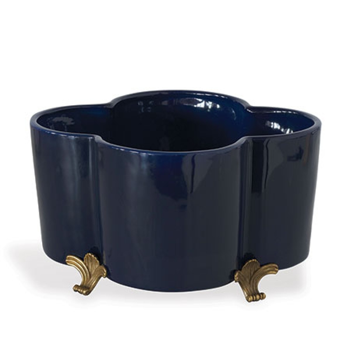 Navy Quatrefoil Planter