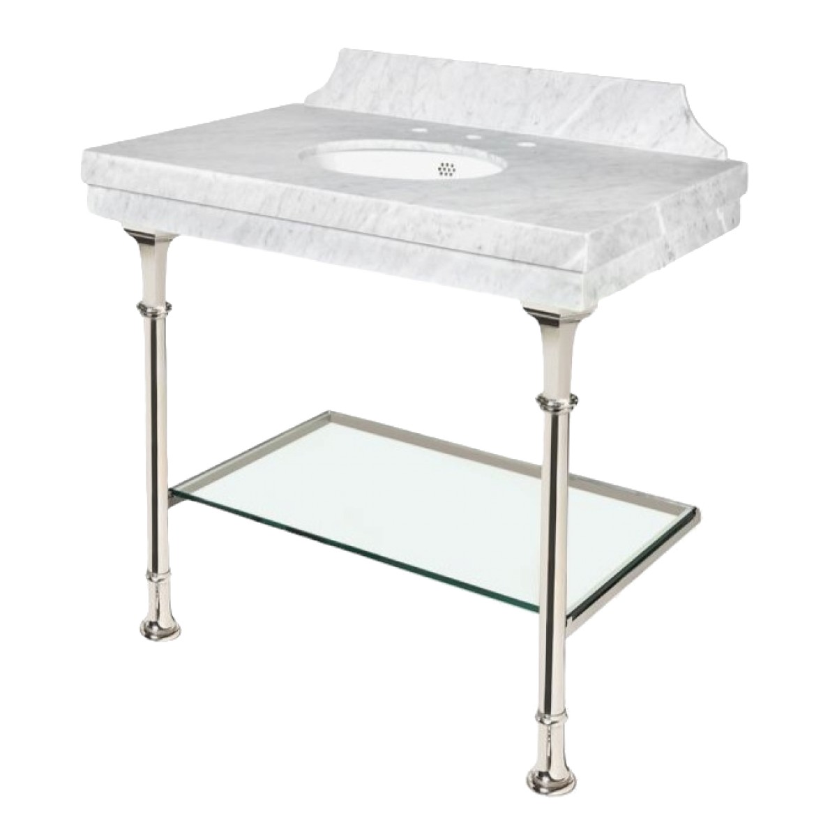 Lucerne Metal Two Leg Single Washstand 36 15/16" x 22 7/8" x 29 3/8" (without Sink & Stone Slab Top)