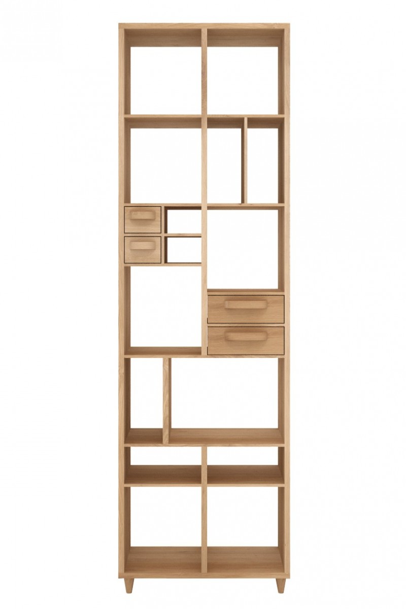 Oak Pirouette Book Rack - 4 Drawers