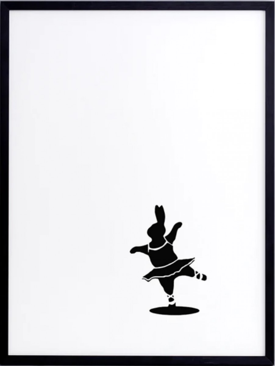 Ballet Dancing Rabbit Print with Aluminium Frame | Highlight image