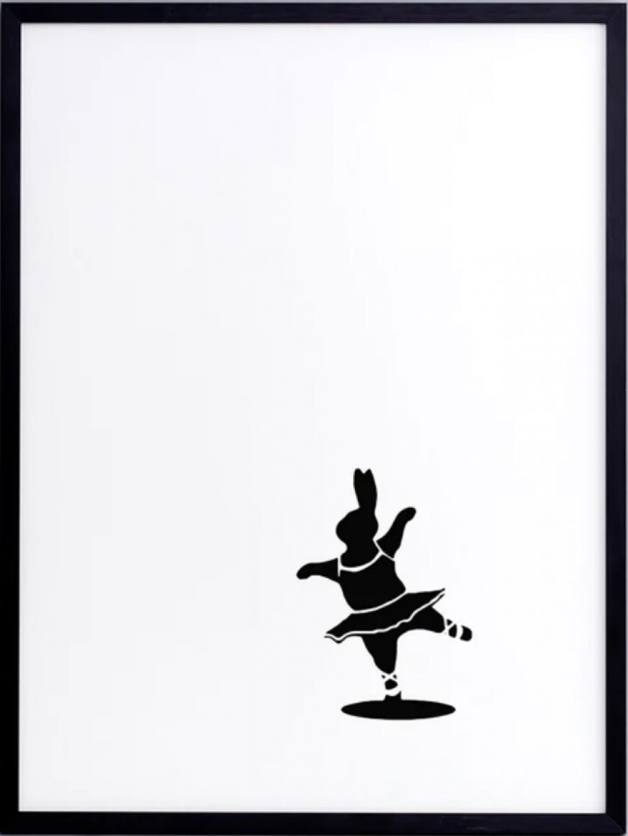 Ballet Dancing Rabbit Print with Aluminium Frame